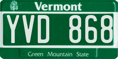 VT license plate YVD868