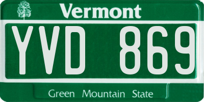 VT license plate YVD869