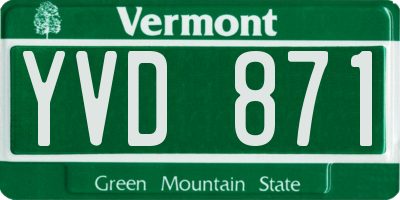VT license plate YVD871