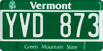 VT license plate YVD873