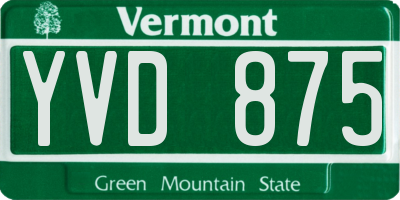 VT license plate YVD875
