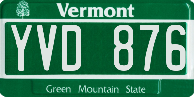 VT license plate YVD876