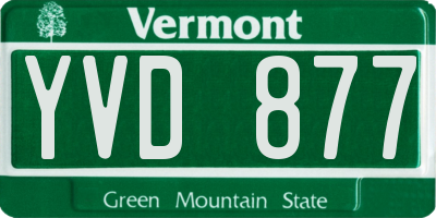 VT license plate YVD877