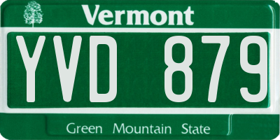 VT license plate YVD879