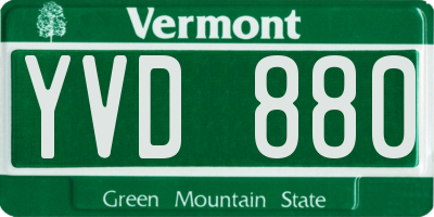 VT license plate YVD880