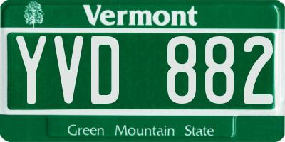 VT license plate YVD882