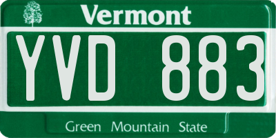 VT license plate YVD883