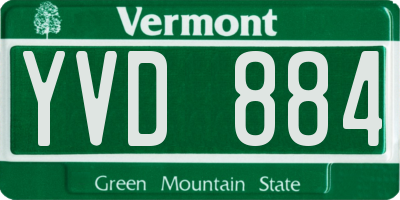 VT license plate YVD884