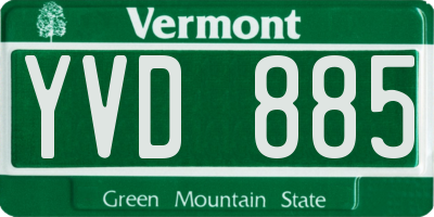 VT license plate YVD885