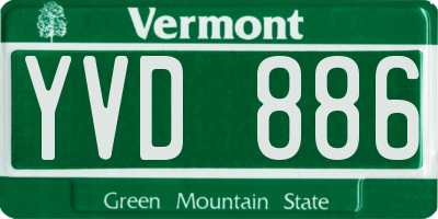 VT license plate YVD886