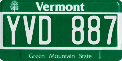 VT license plate YVD887