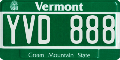 VT license plate YVD888
