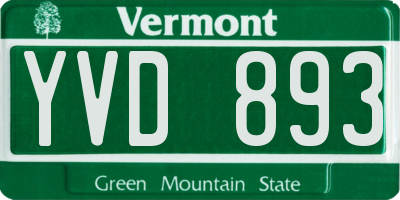 VT license plate YVD893