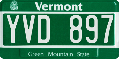 VT license plate YVD897