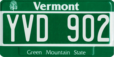 VT license plate YVD902
