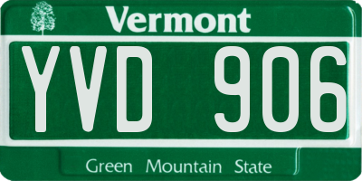 VT license plate YVD906