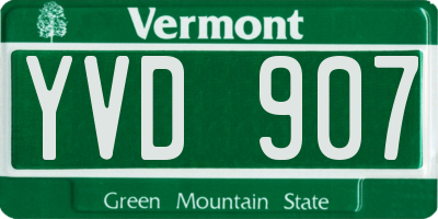 VT license plate YVD907