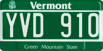 VT license plate YVD910