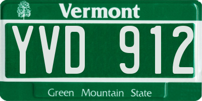 VT license plate YVD912