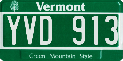 VT license plate YVD913