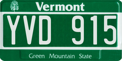 VT license plate YVD915