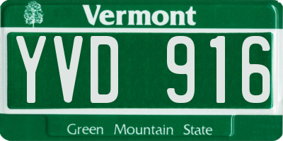 VT license plate YVD916