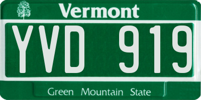 VT license plate YVD919