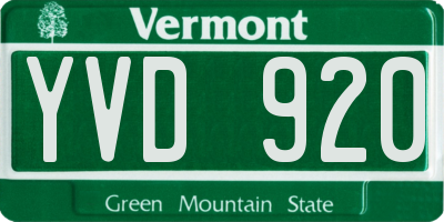 VT license plate YVD920