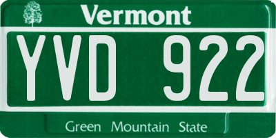 VT license plate YVD922