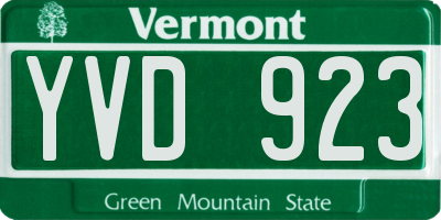 VT license plate YVD923