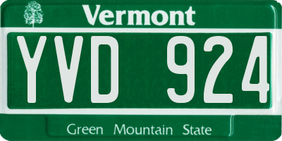 VT license plate YVD924