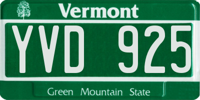 VT license plate YVD925