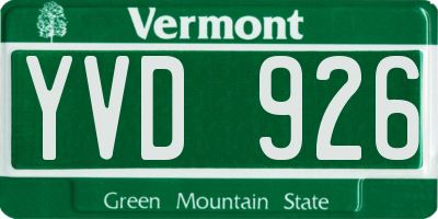VT license plate YVD926