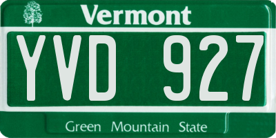 VT license plate YVD927