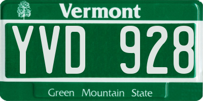 VT license plate YVD928