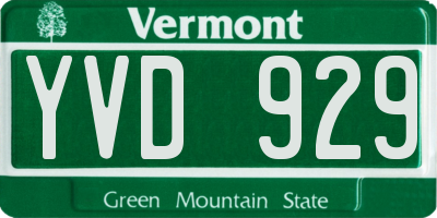 VT license plate YVD929