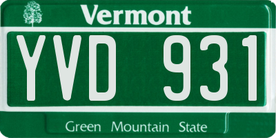 VT license plate YVD931