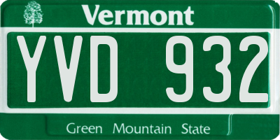 VT license plate YVD932