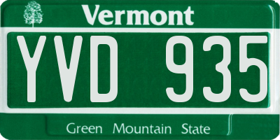 VT license plate YVD935