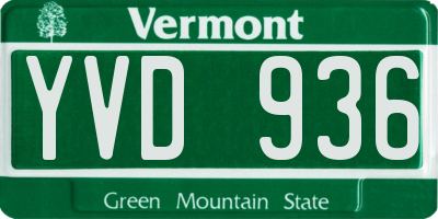 VT license plate YVD936