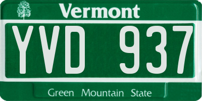 VT license plate YVD937