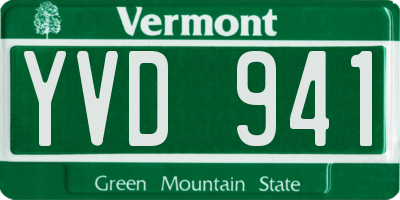 VT license plate YVD941