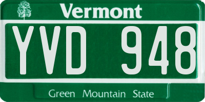 VT license plate YVD948