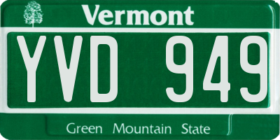 VT license plate YVD949