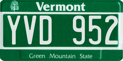 VT license plate YVD952