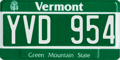 VT license plate YVD954