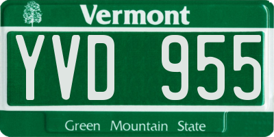 VT license plate YVD955