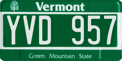 VT license plate YVD957