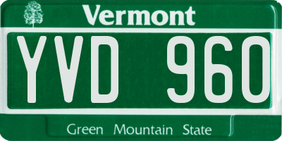 VT license plate YVD960