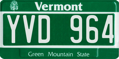 VT license plate YVD964